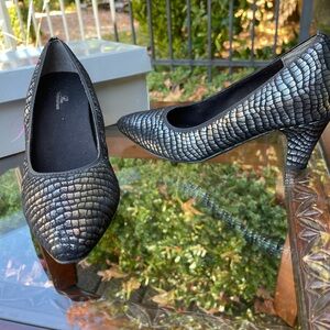 Metallic Croc Embossed Women's Heels